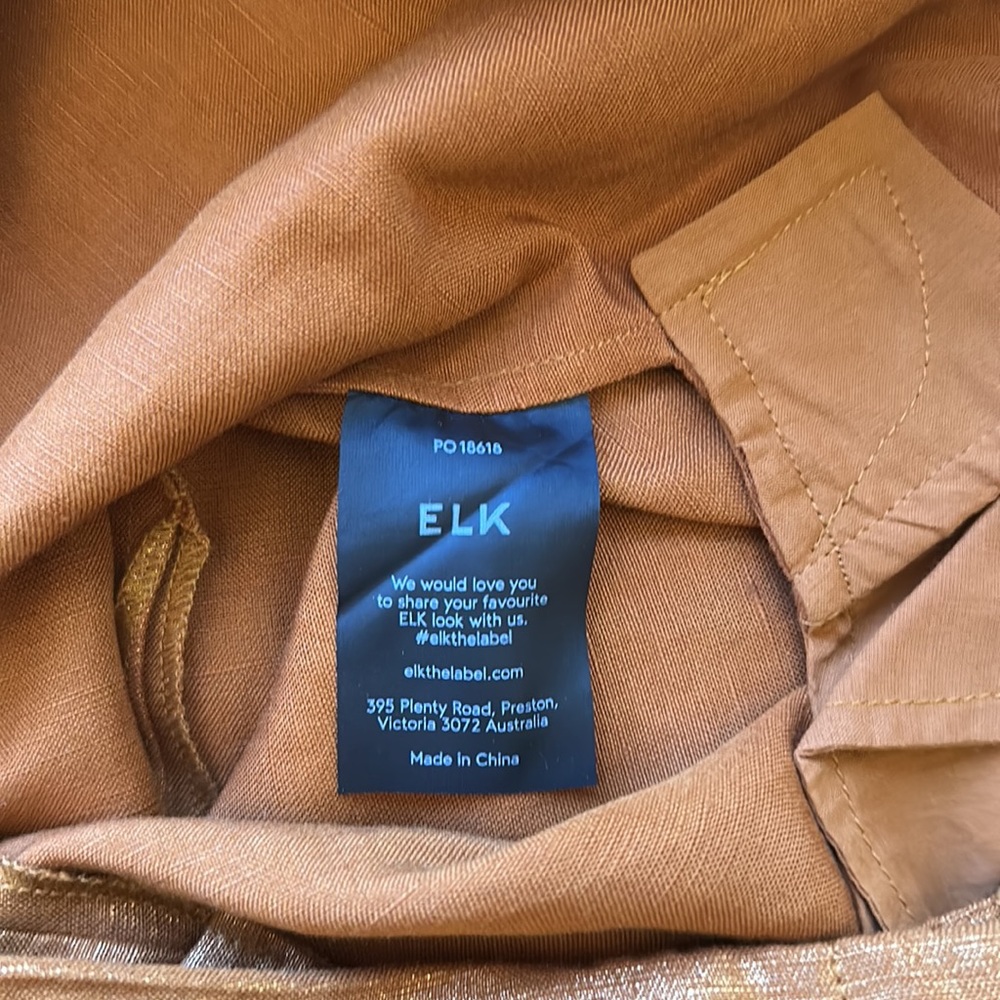 ELK AU 14 100% linen copper wide leg pants with metallic sheen - Picture 5 of 9